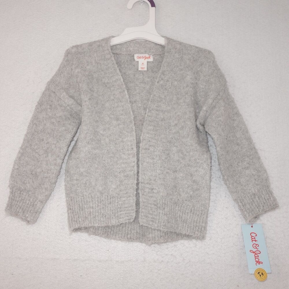 NEW Cat & Jack Super Soft Cardigan Sweater Toddler Girl’s Size 2T Gray Boho